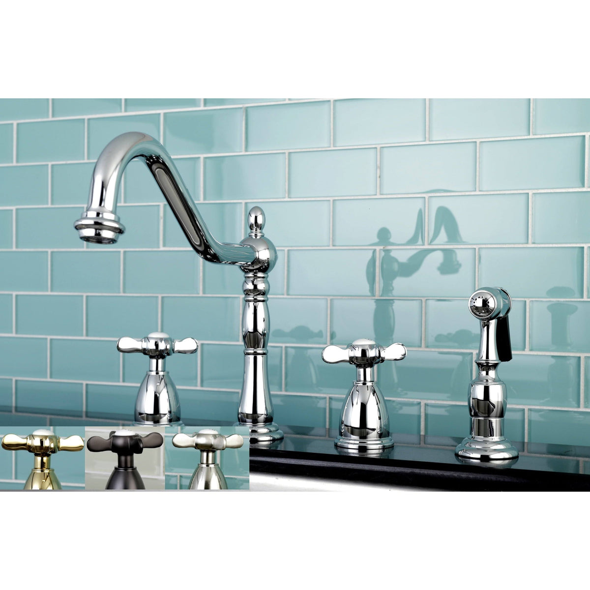 Silver Kitchen Faucet with Side Sprayer P464