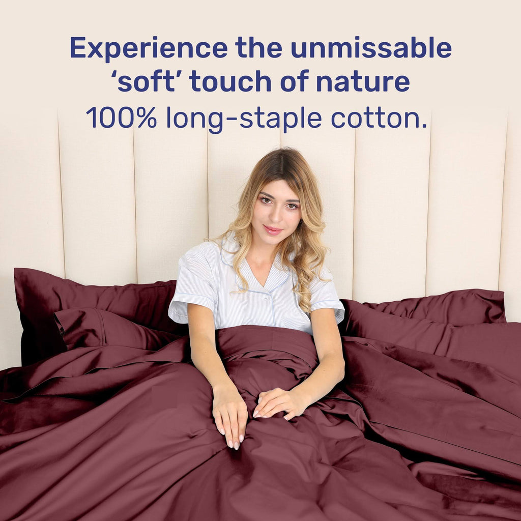 Indigo Navy Blue 100% Sateen Cotton Duvet Cover Set Queen/Full L239