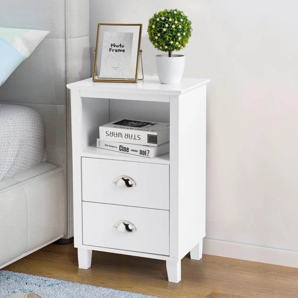 White 2 Drawer Bedside Table J61700