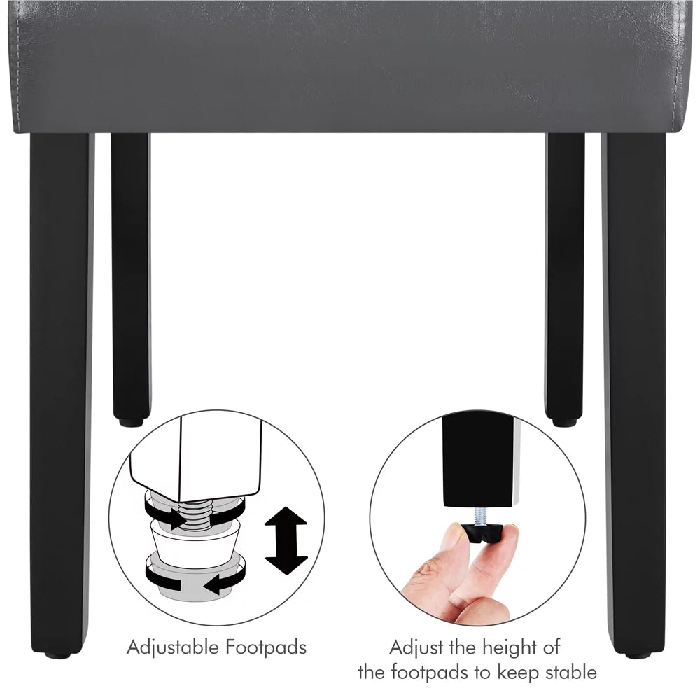 Faux Leather Dining Chairs with Wood Legs Set of 6 Gray B6317