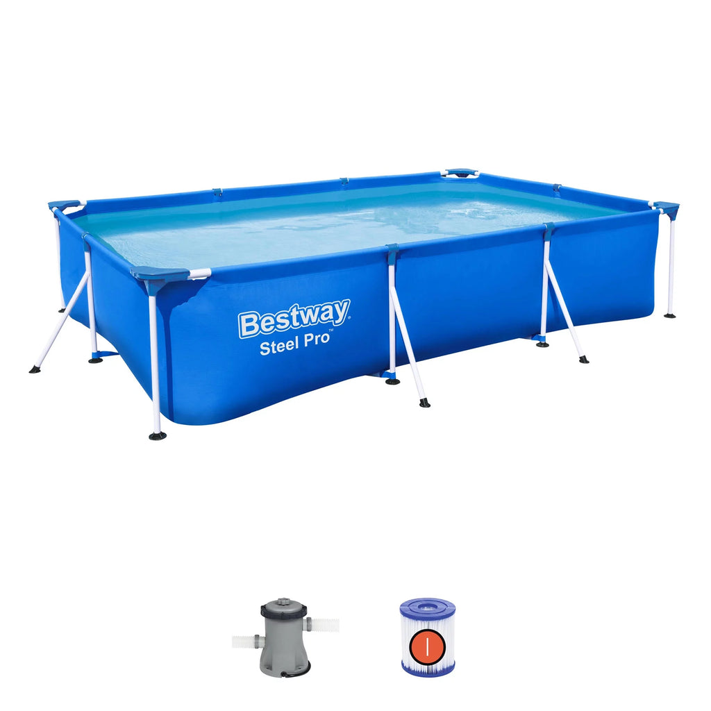 Steel Pro 9.8'x6.6'x26 Rectangular Above Ground Swimming Pool Set T7206