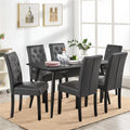 Faux Leather Dining Chairs with Wood Legs Set of 6 Gray B6317