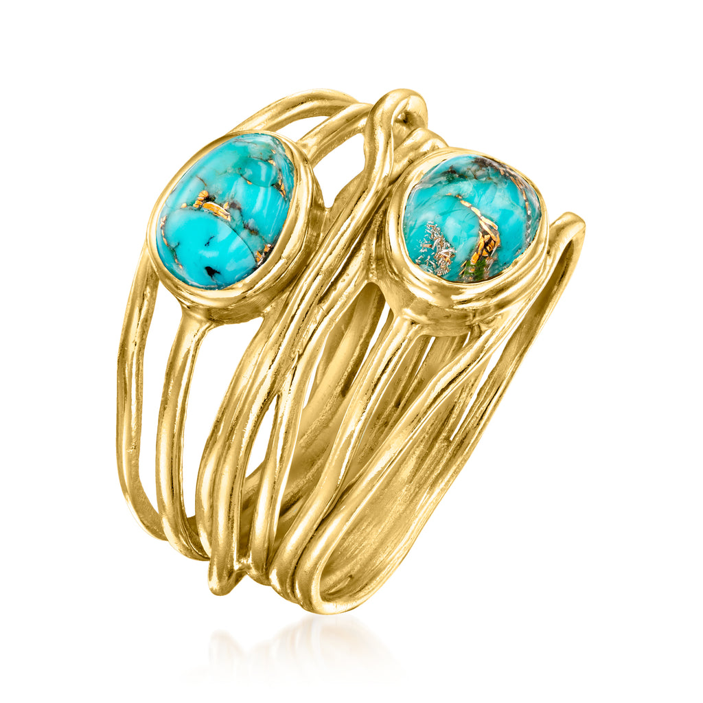 Turquoise Highway Ring in 18kt Gold Over Sterling Y18773