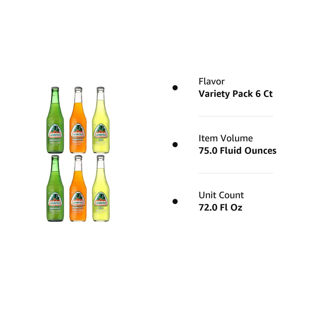 12.5 Oz Glass Bottle Variety Pack of 6 Soft Soda Drink H1365