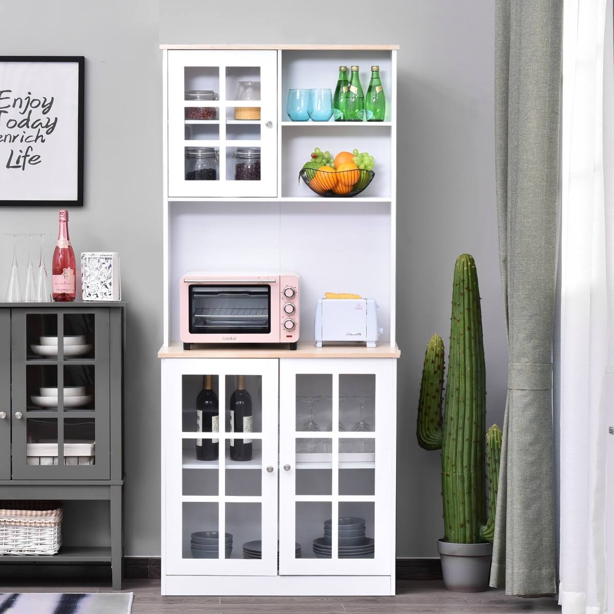 White Kitchen Pantry Cabinet W8659