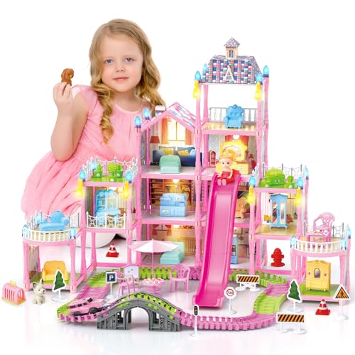 Doll House with Lights, 3 Dolls, 4 Floors A11472