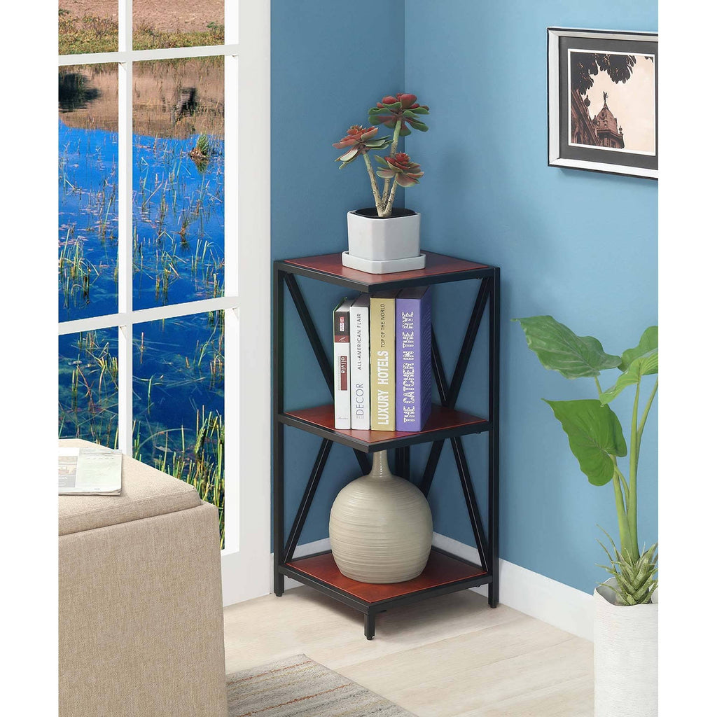 3 Tier Corner Bookcase Cherry/Black L8010