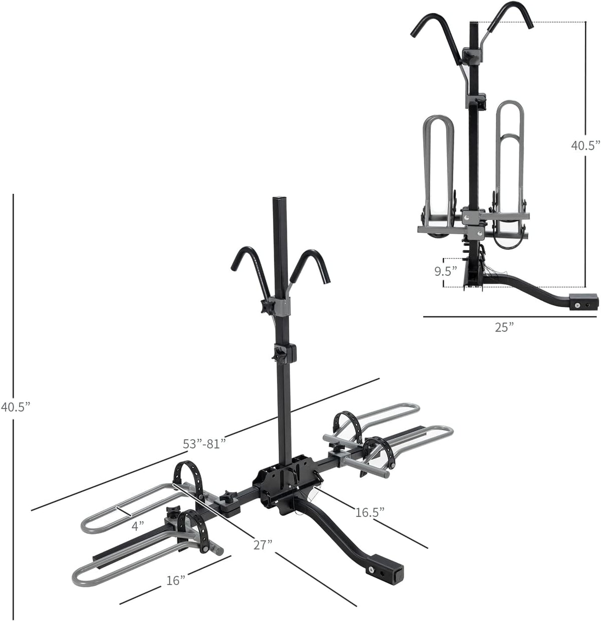 Folding 2-Bike Hitch Mount Bike Rack V153073
