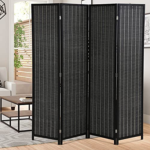 Black 6 Panel Folding Room Divider, 17.7" Wide G115094