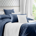 Indigo Navy Blue 100% Sateen Cotton Duvet Cover Set Queen/Full L239
