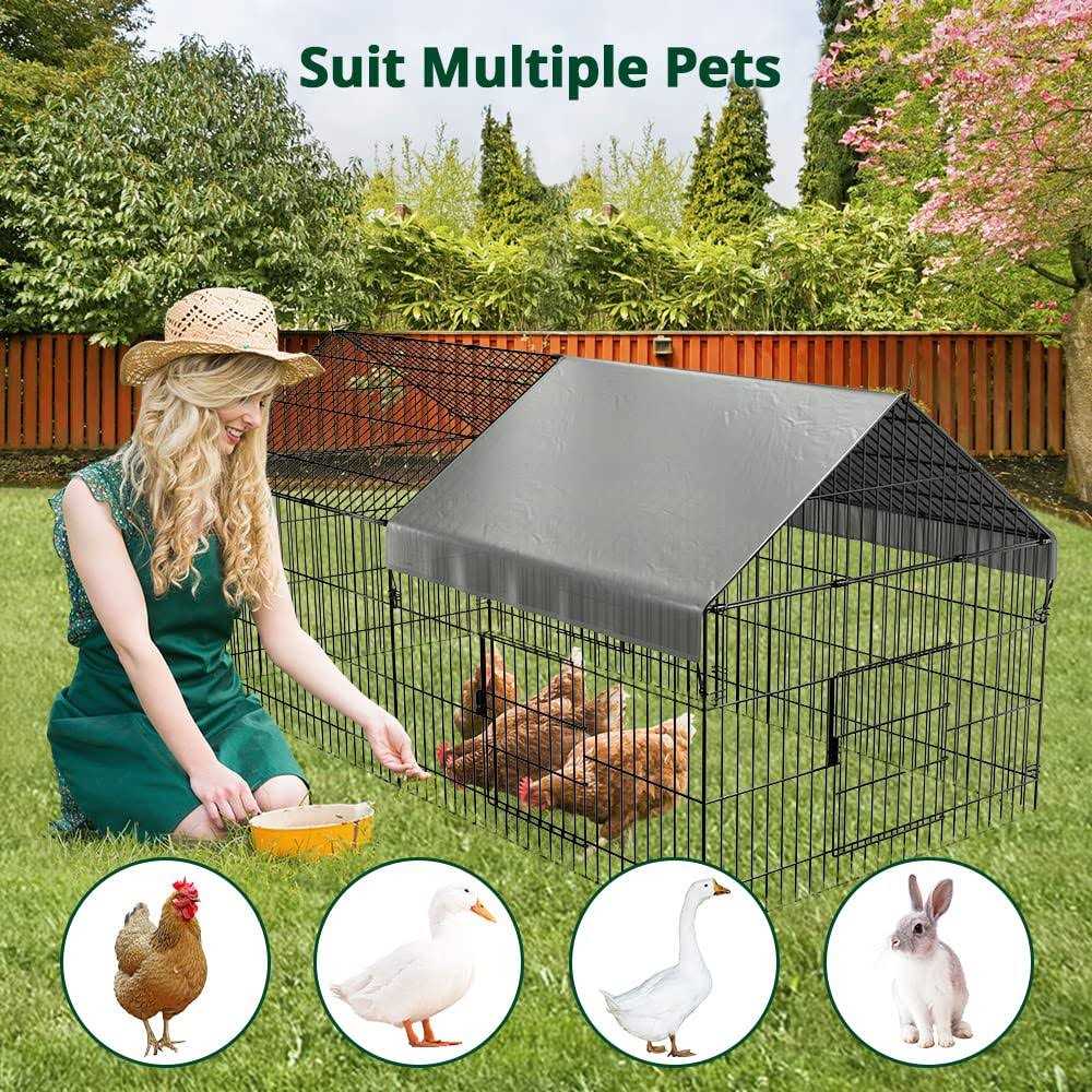 Chicken Coop Chicken Run Pen with Cover Metal Portable Z630315