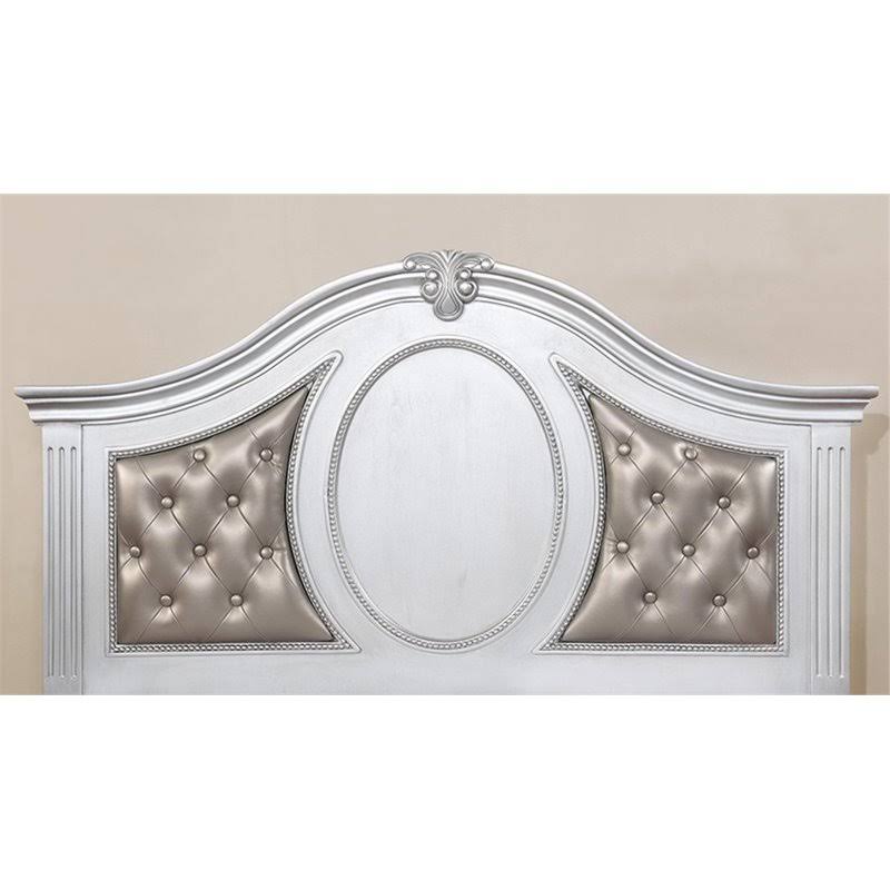 Silver Gray Faux Leather Full Panel Bed A5573