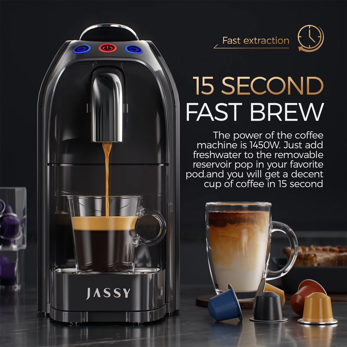 Small 20 Bar Capsules Espresso Machine with Fast Heating System D431