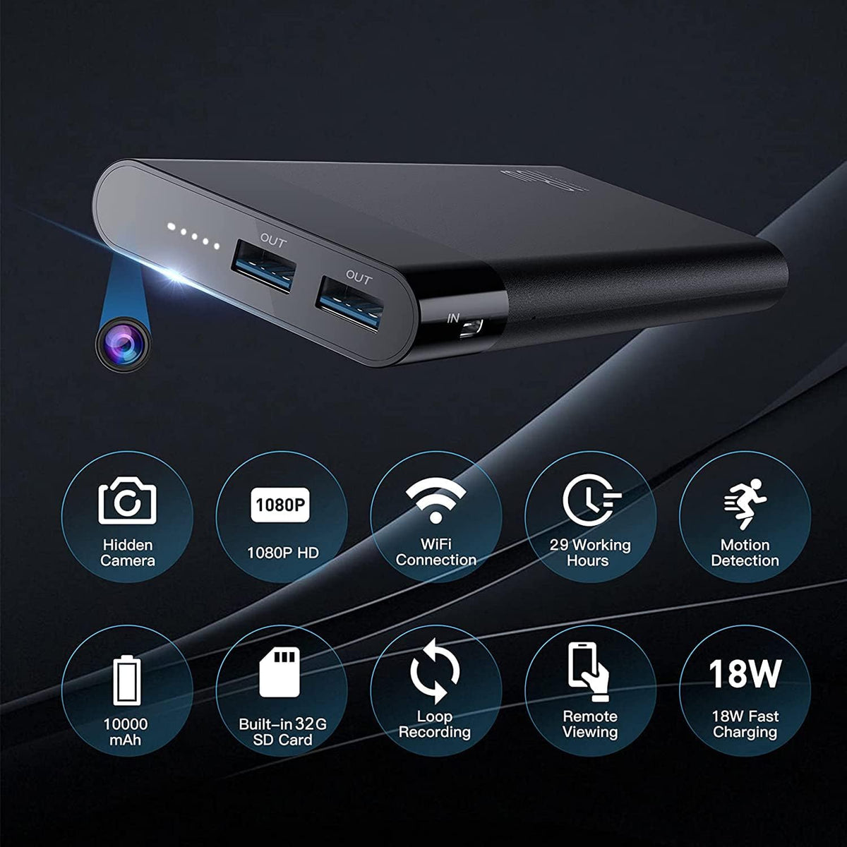 10000mAh Power Bank with Smart WiFi Camera I513