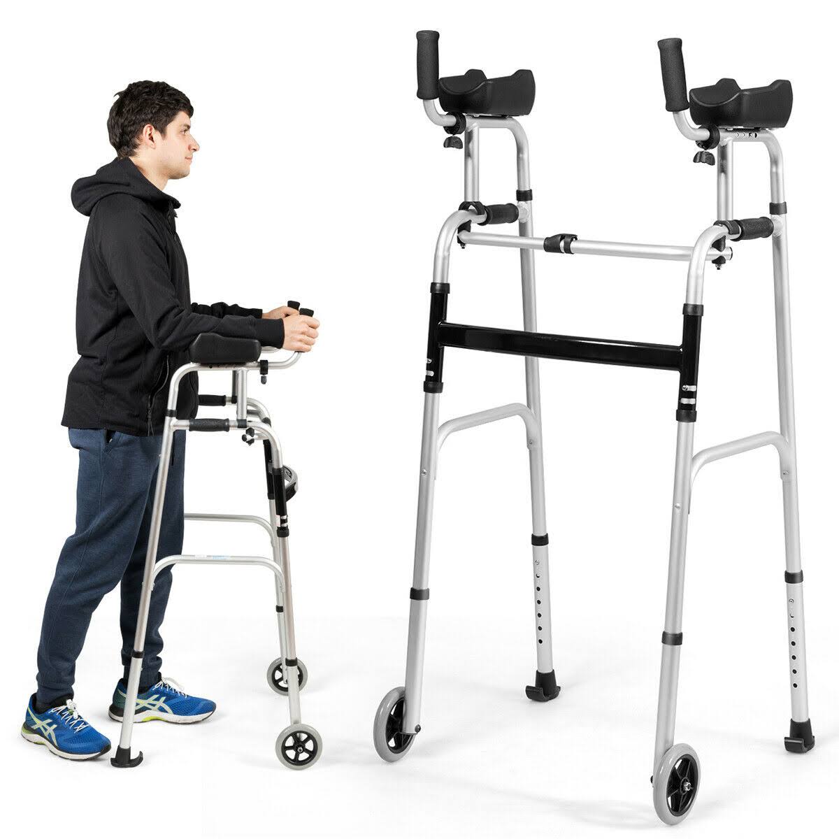 Folding Height Adjustable Walking Frame with Armrest J894150