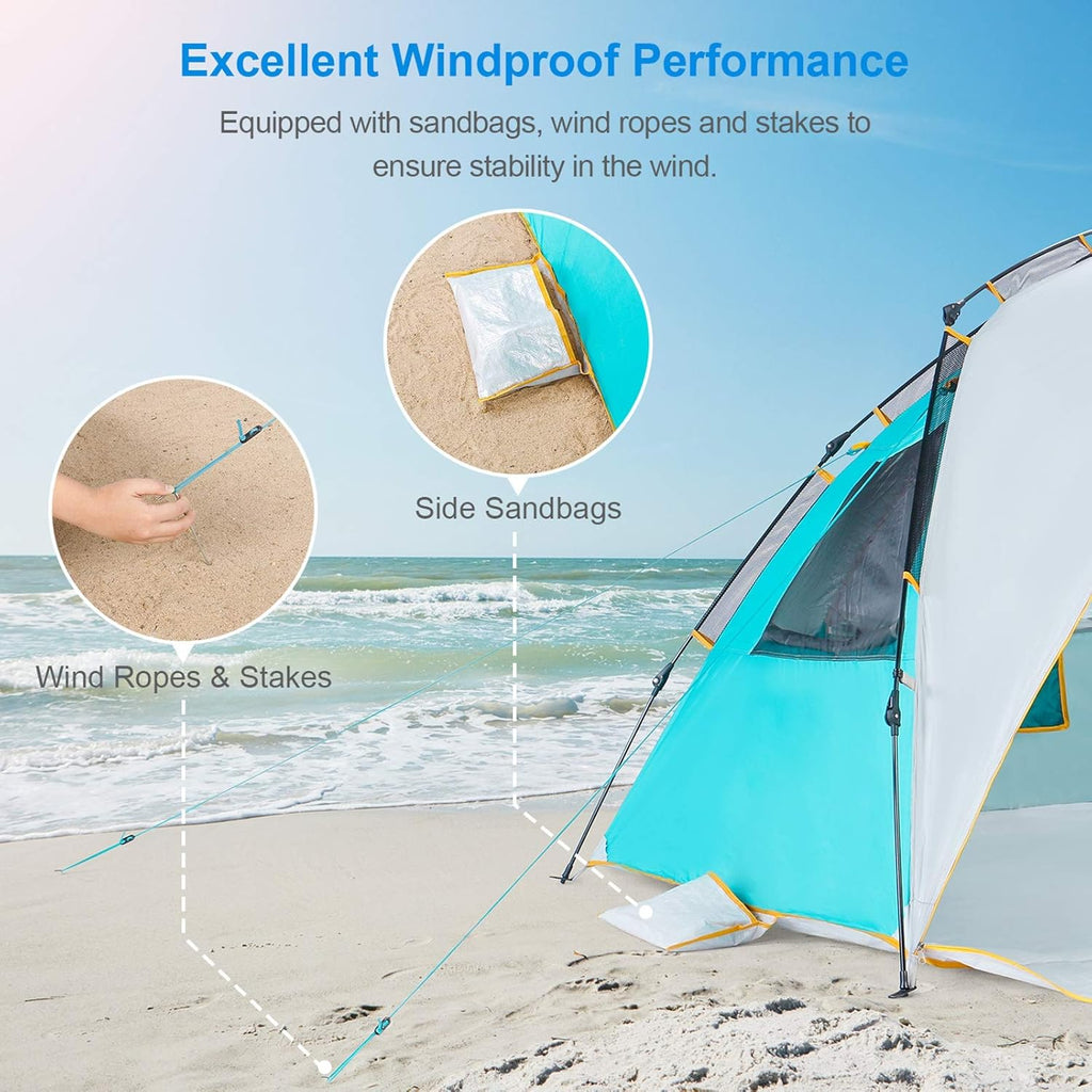 4 Person Instant Beach Tent UPF 50+ Sun Shelter N18738