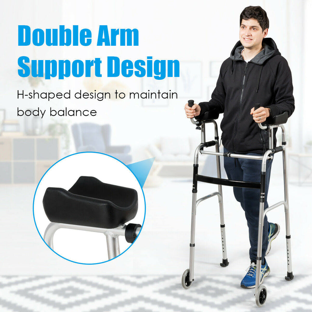 Folding Height Adjustable Walking Frame with Armrest J894150