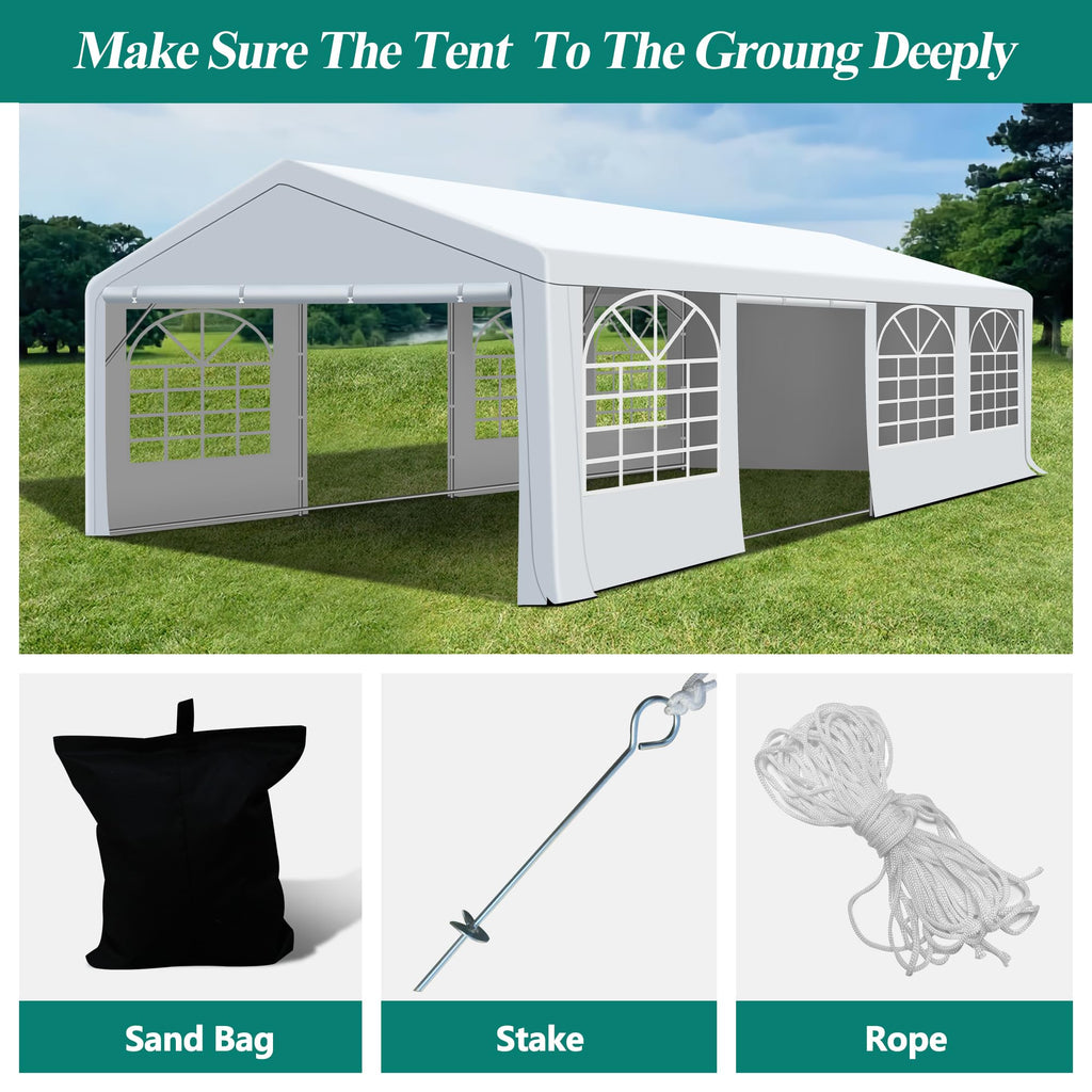 20x30FT Patio Tent with Windows, Heavy Duty Canopy Gazebo N2364