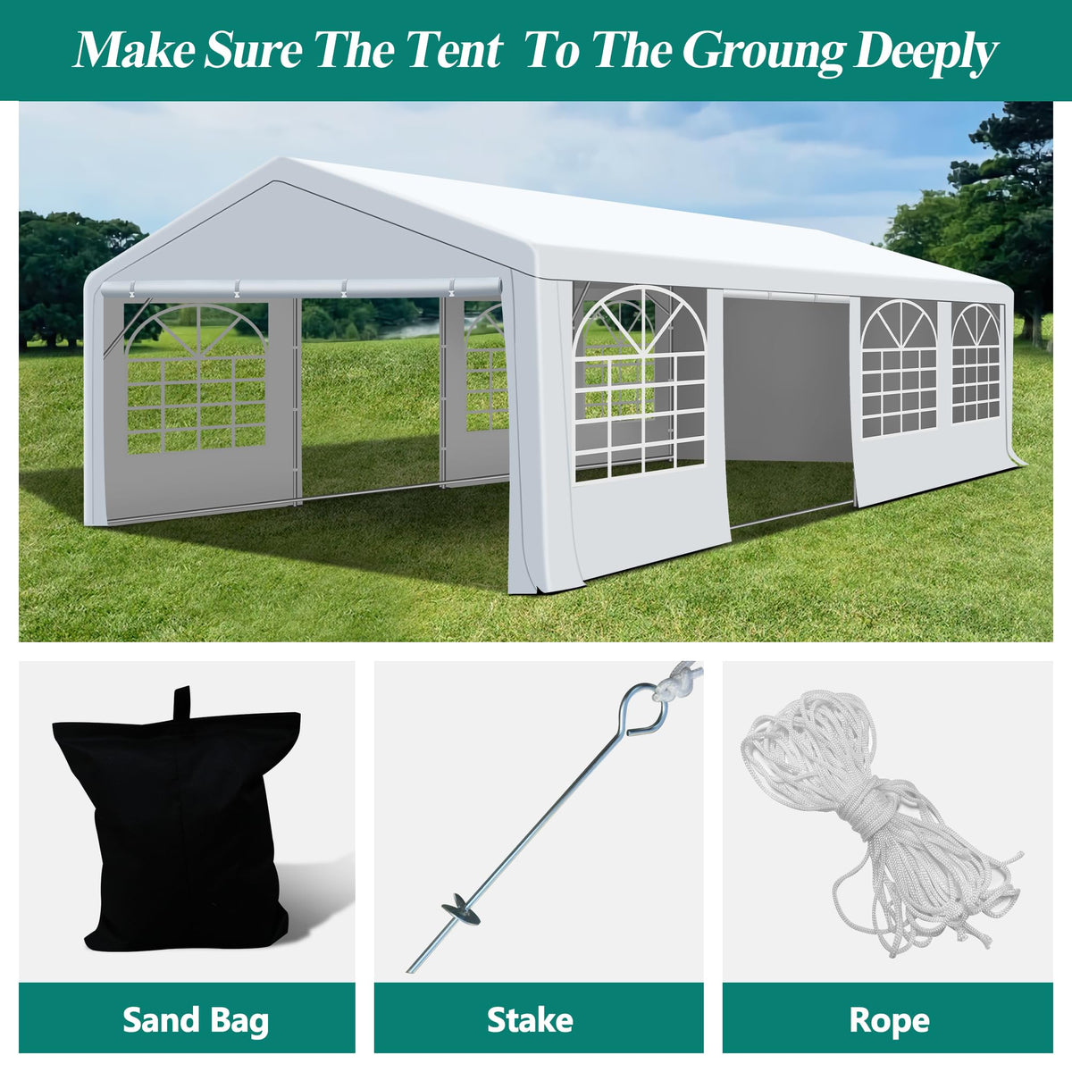 20x30FT Patio Tent with Windows, Heavy Duty Canopy Gazebo N2364