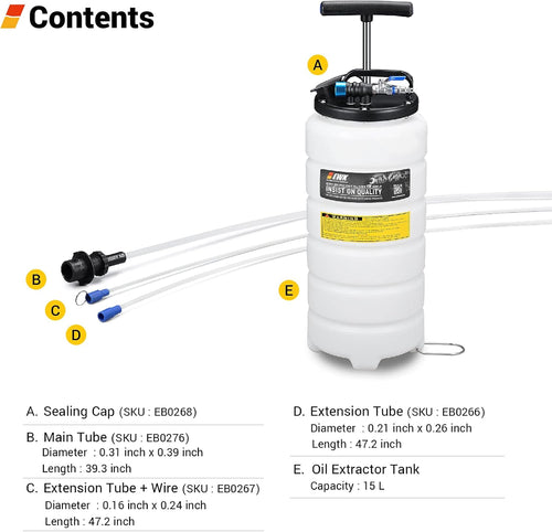 15L Pneumatic/Manual Oil Extractor Pump Q634
