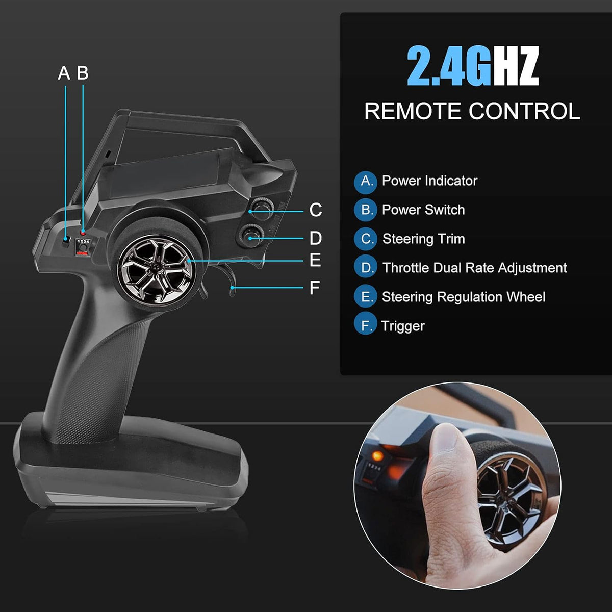 RC Car 1:10 Scale 4WD 45KM/H 2.4GHz Off-Road Electric Toy Vehicle R434