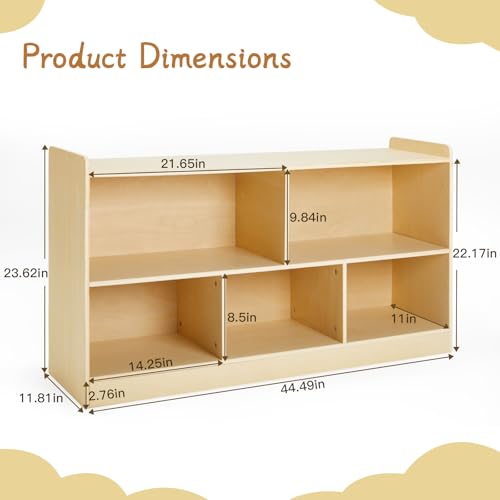 Wooden 2 Shelf 5-Section Toy Storage Organizer K676