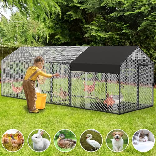 Large Chicken Run with Cover for Yard K113988