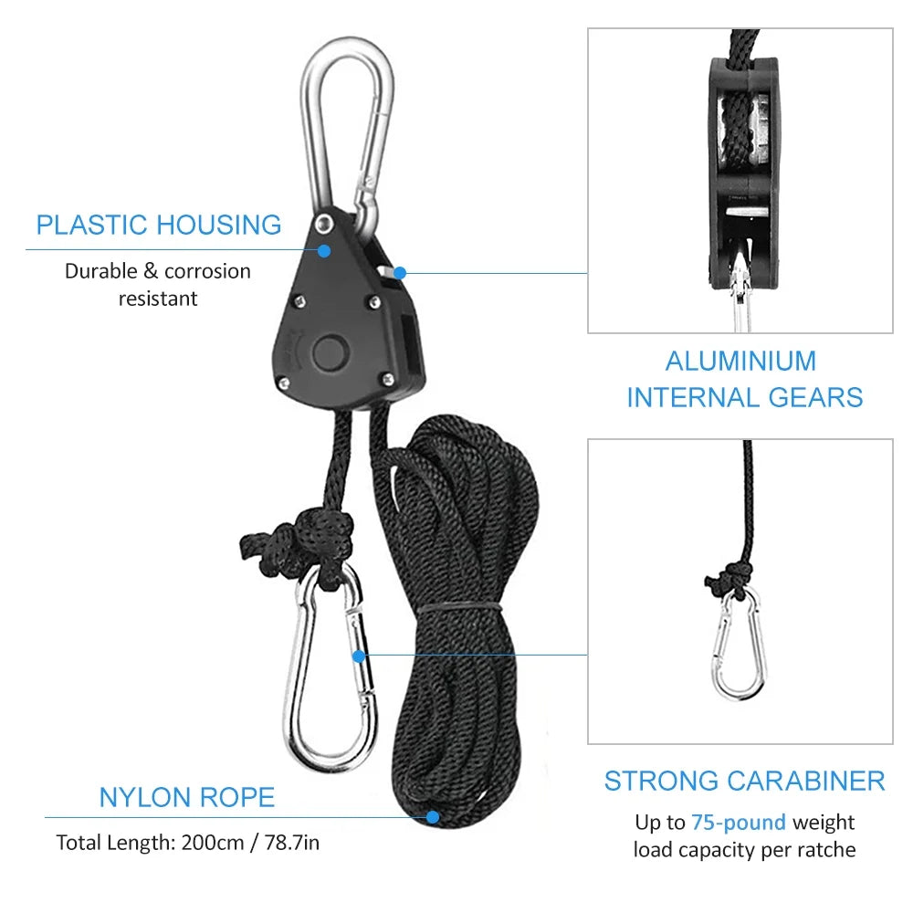 8pcs Heavy Duty Pulley Ratchets Rope Clip Hanger Set P87712