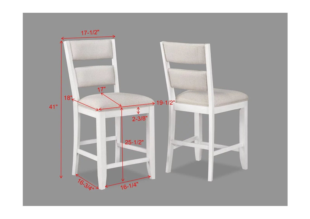 6pc Counter Height Bar Stools White Wooden Fabric F42660