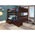 Full Mission Bunk Bed with Dual Underbed Drawers Dark Cappuccino D4156