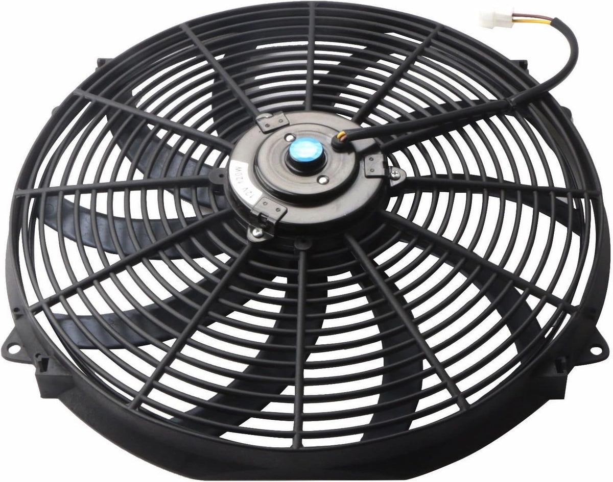 Black Universal Electric Radiator Slim Fan 12V 16 Inch X2 Pack of 2 C66798