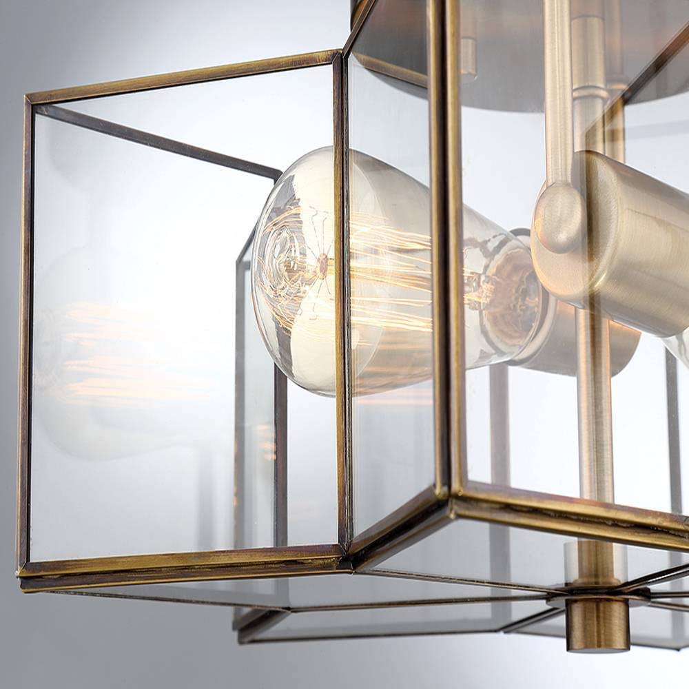 Natural Brass Semi-Flush Mount with Clear Glass O287