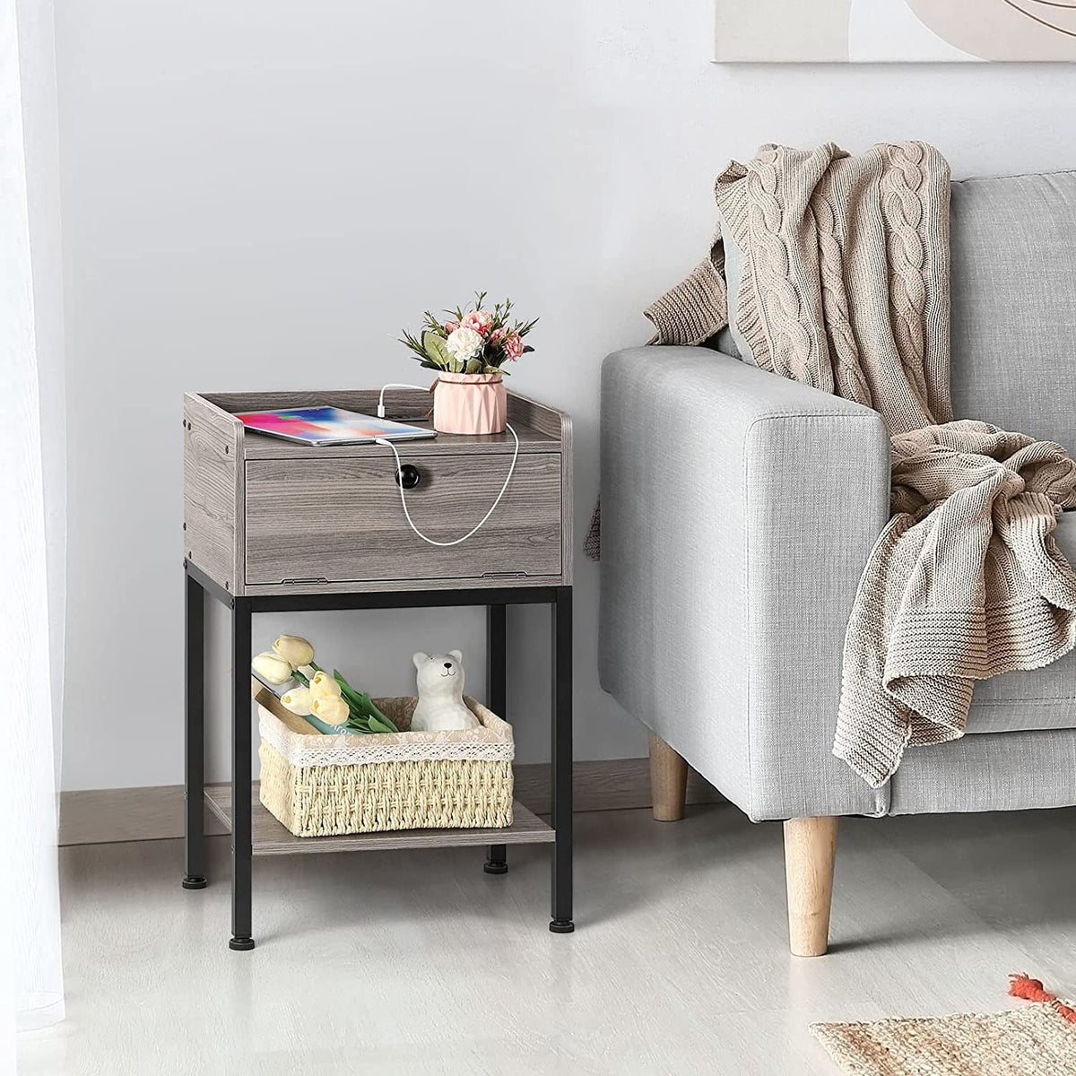 Bedside End Table with Storage Drawer R60967
