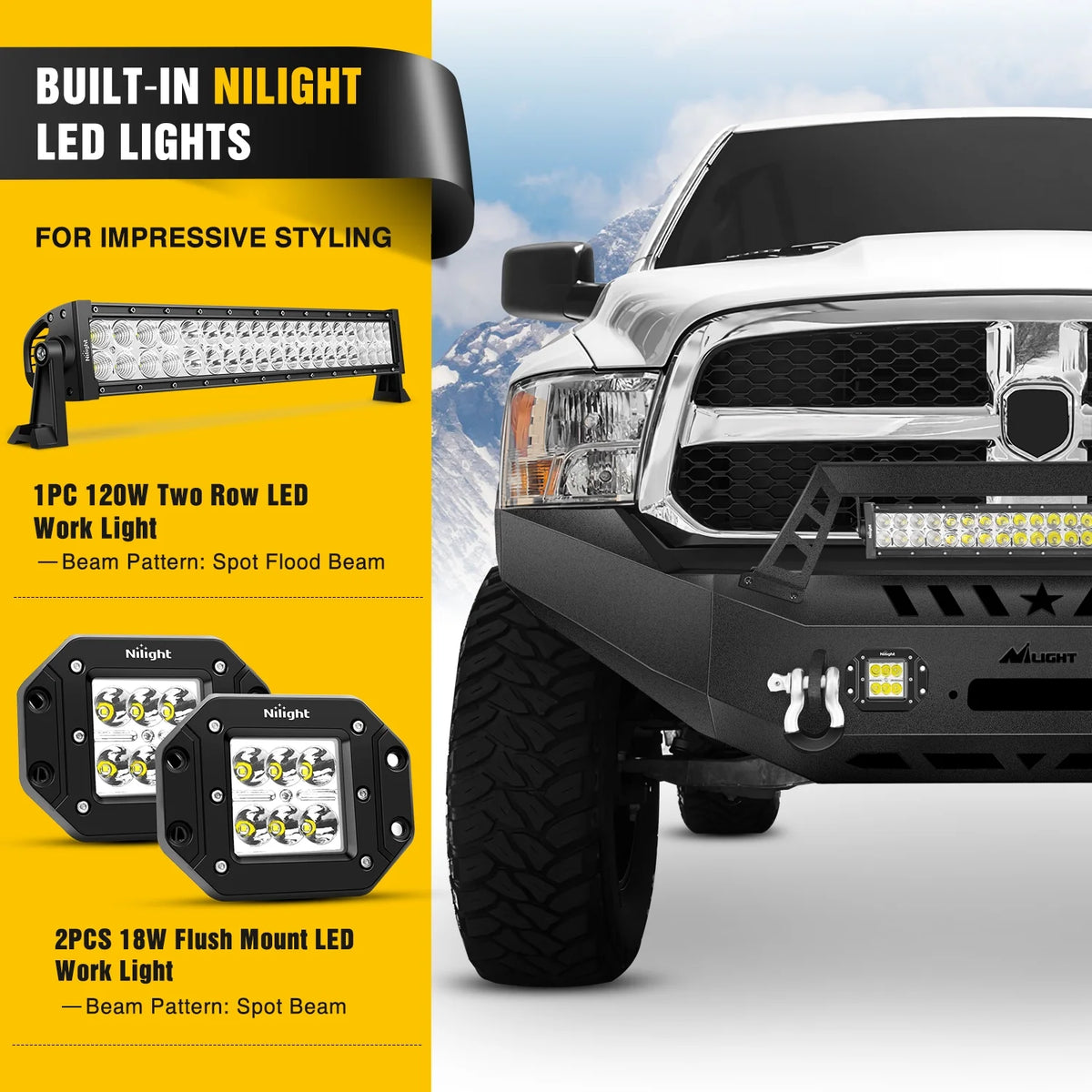 Front Bumper with Winch Plate and LED Light Bar W937431