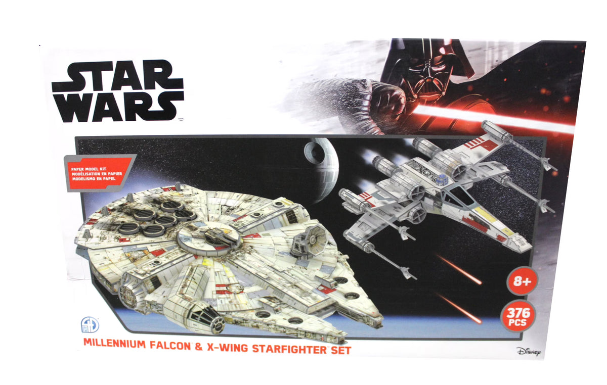 Millennium Falcon & X-Wing Starfighter Paper Model Kit Set Q58250