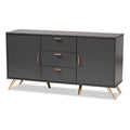 Dark Grey and Gold Finished Wood 2-Door Sideboard Buffet Y443682