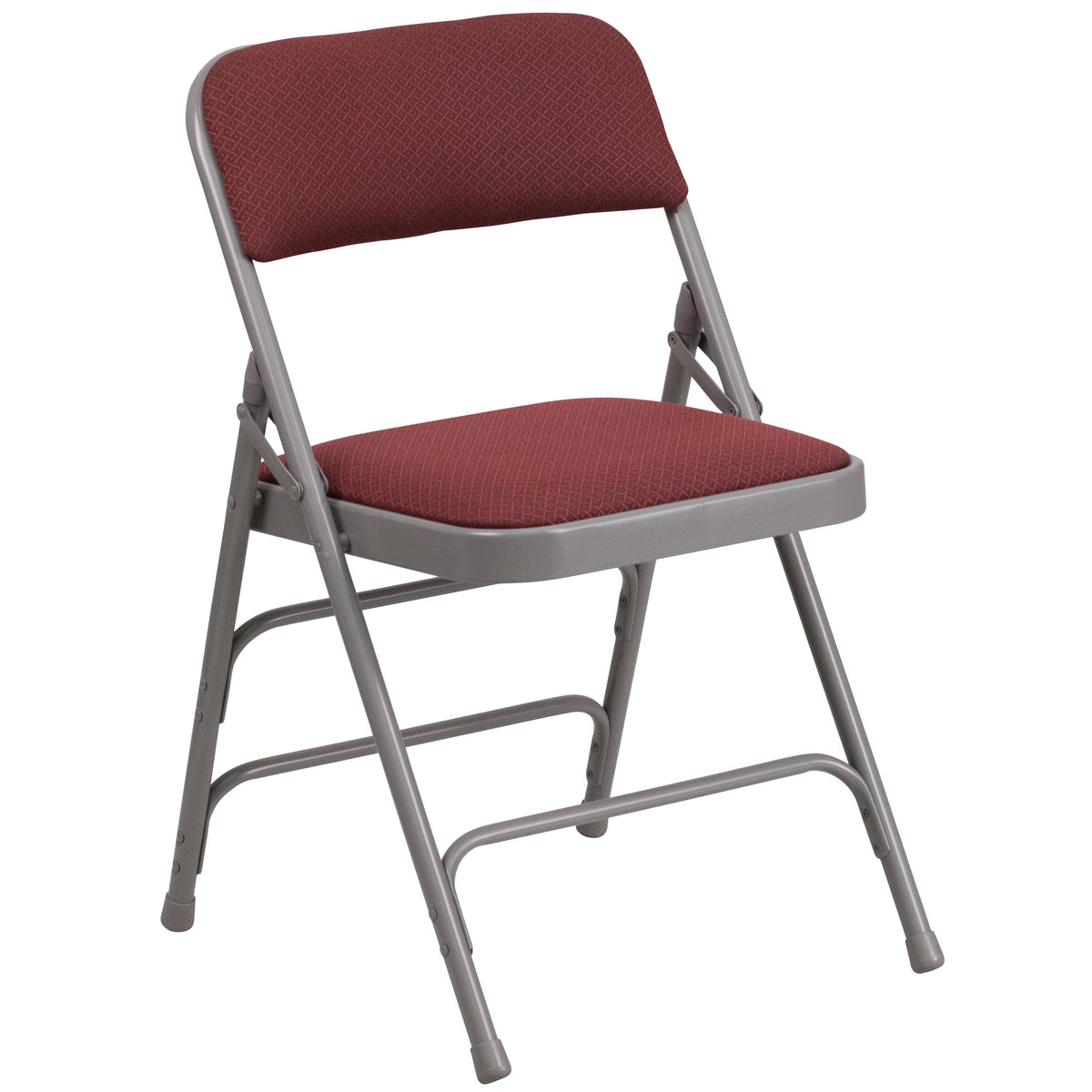 Burgundy Patterned Fabric Metal Folding Chair M594