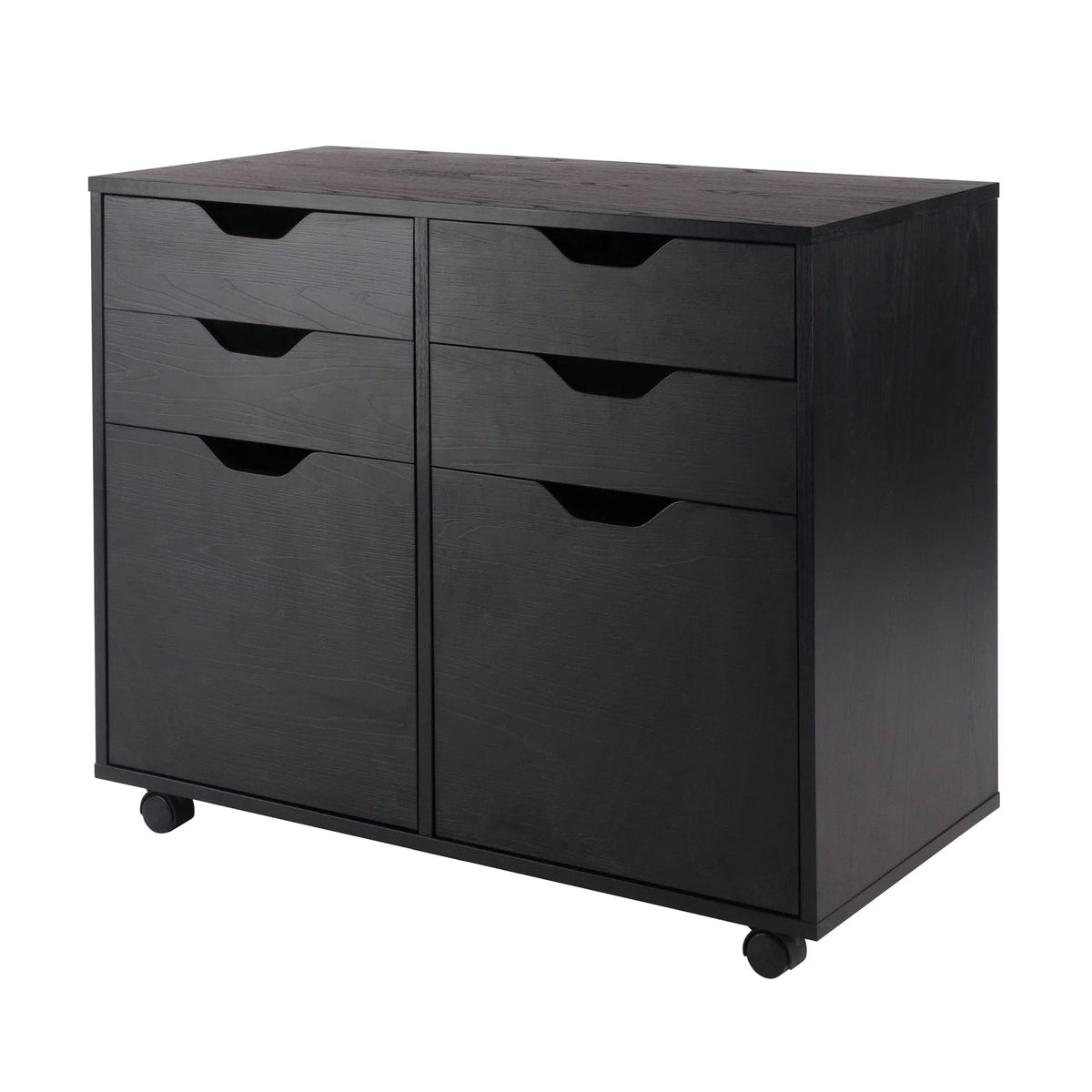 32" Black 2 Section Mobile Storage Cabinet F413