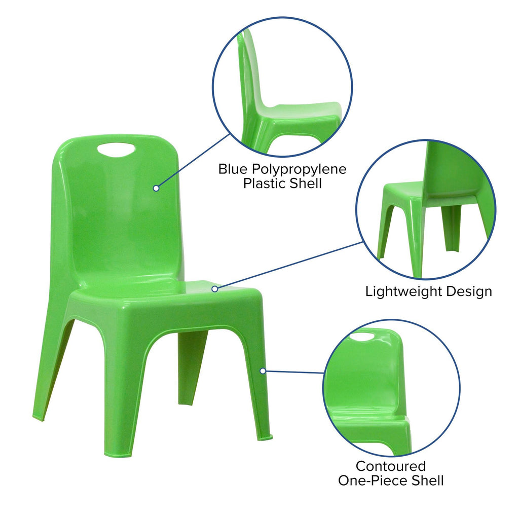 Green Plastic Stackable School Chair with Carrying Handle N47601