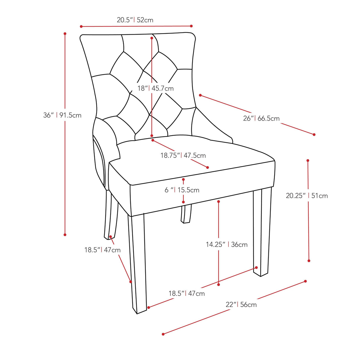 Beige Fabric Accent Chair (Set of 2) H40810