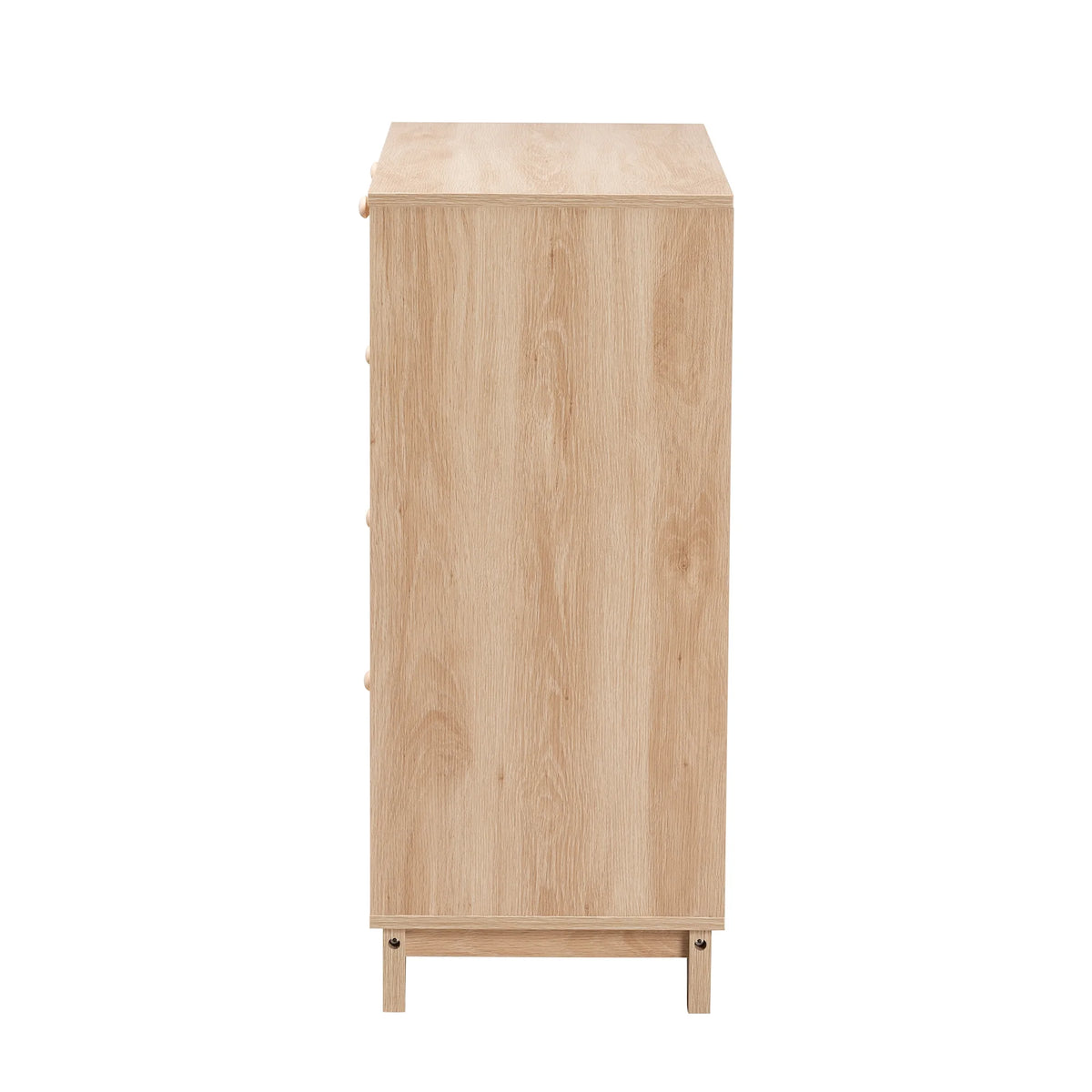 Oak Brown Wood and Natural Rattan 5-Drawer Storage Cabinet V1167