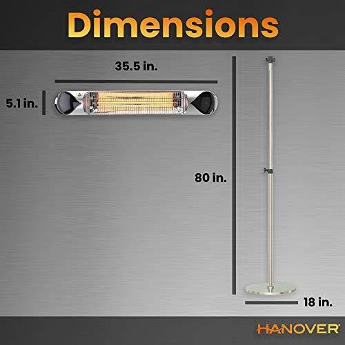 Electric Carbon Infrared Heat Lamp with Remote Control and Adjustable Pole Stand W257739