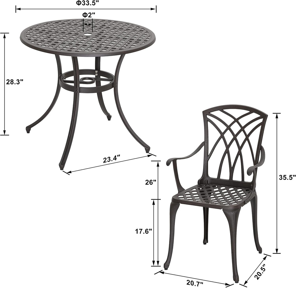Cast Aluminum 4 Piece Patio Dining Set with Umbrella Hole J302160