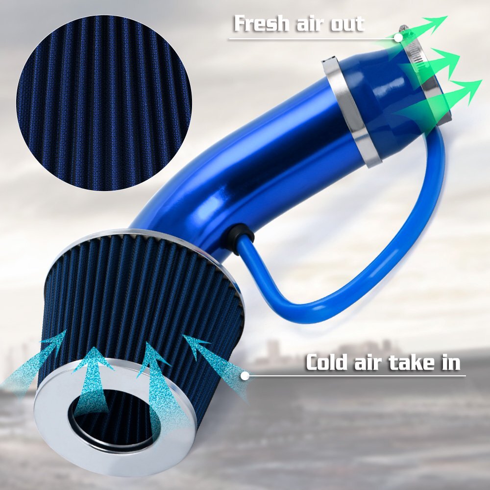 Blue Cold Air Intake Filter Kit Pipe Hose System Car Auto Part F550