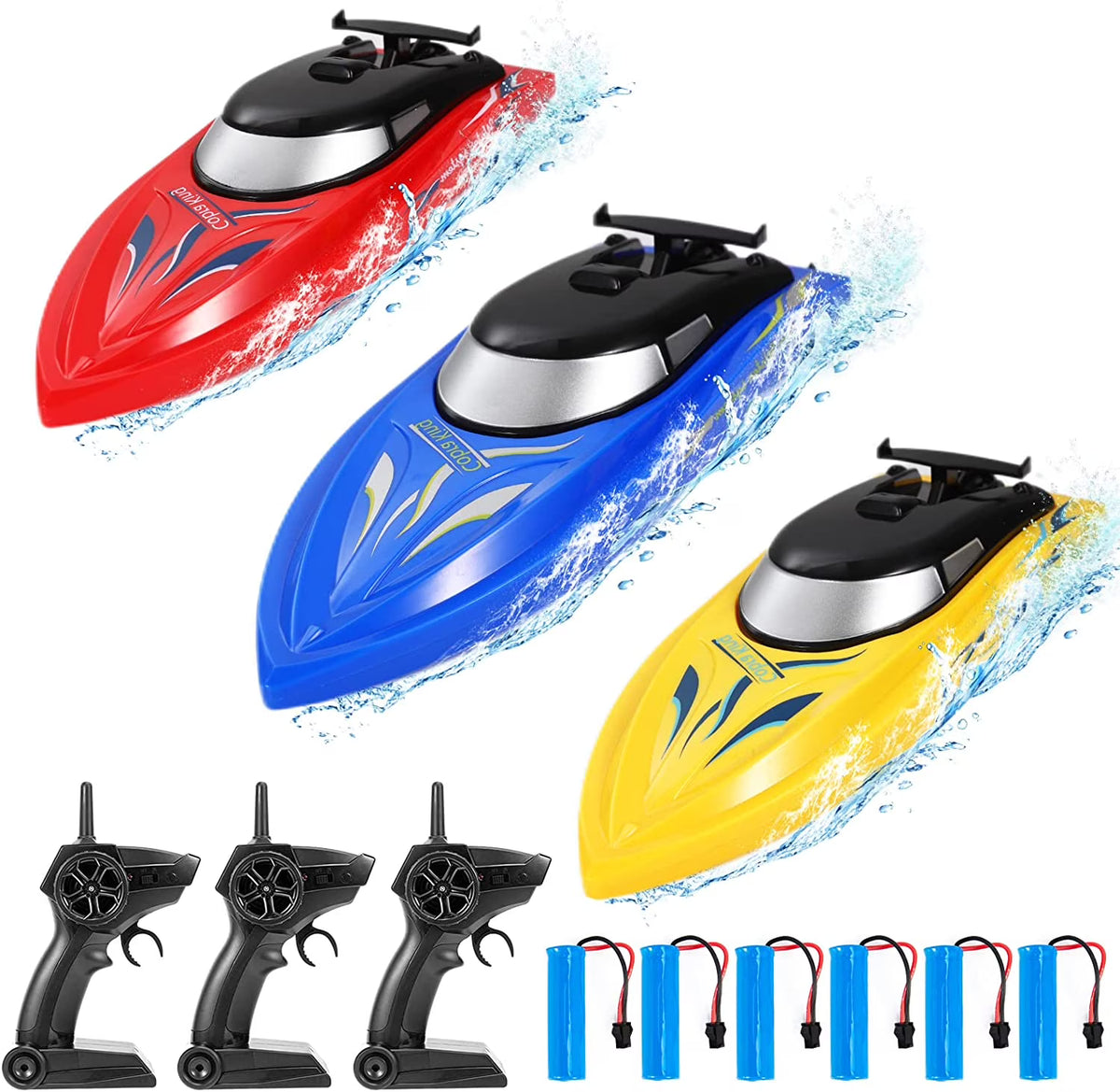 3 Pack 2.4 GHz RC Boat with 6 Rechargeable Batteries U510