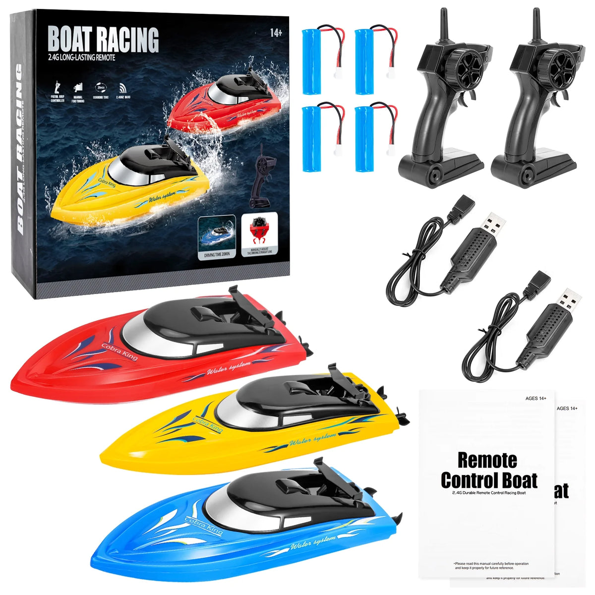 3 Pack 2.4 GHz RC Boat with 6 Rechargeable Batteries U510