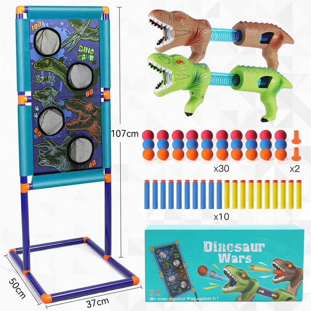 Dinosaur Shooting Game Toy with 2pk Foam Ball Popper Air Guns & 30 Foam Balls Z69187