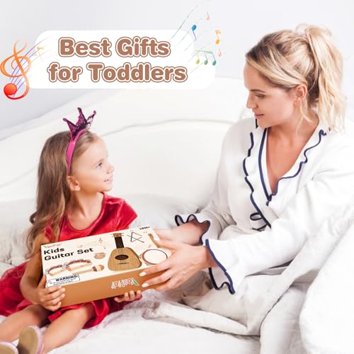 Kids Guitar Set 7 in 1 Musical Instruments with Ukulele Flute Tambourine Maracas O619