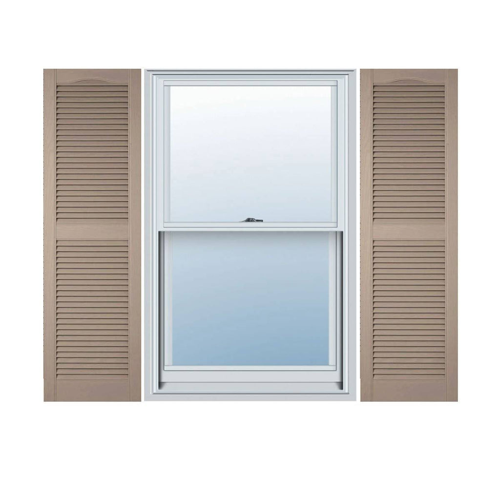 Vinyl Standard Cathedral Top Center Mullion with Open Louver Shutters 14 1/2x22 x 60x22 W H73426