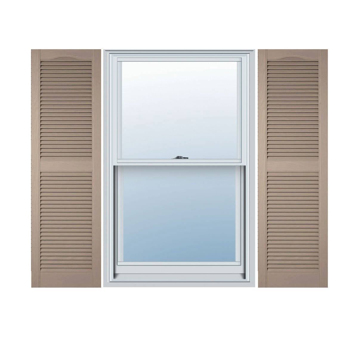 Vinyl Standard Cathedral Top Center Mullion with Open Louver Shutters 14 1/2x22 x 60x22 W H73426